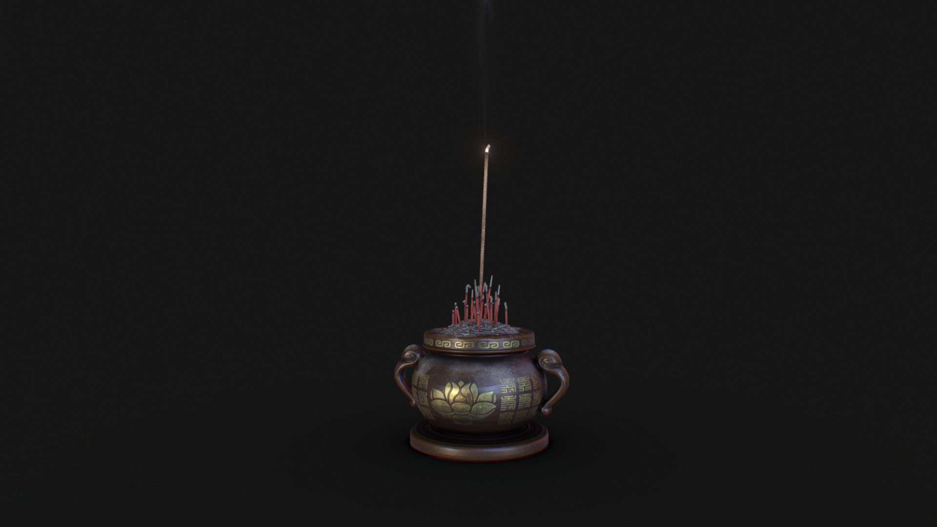 practicing modeling random object from home - Incense Pot - 3D model by DonnieOnTheFloor 3d model
