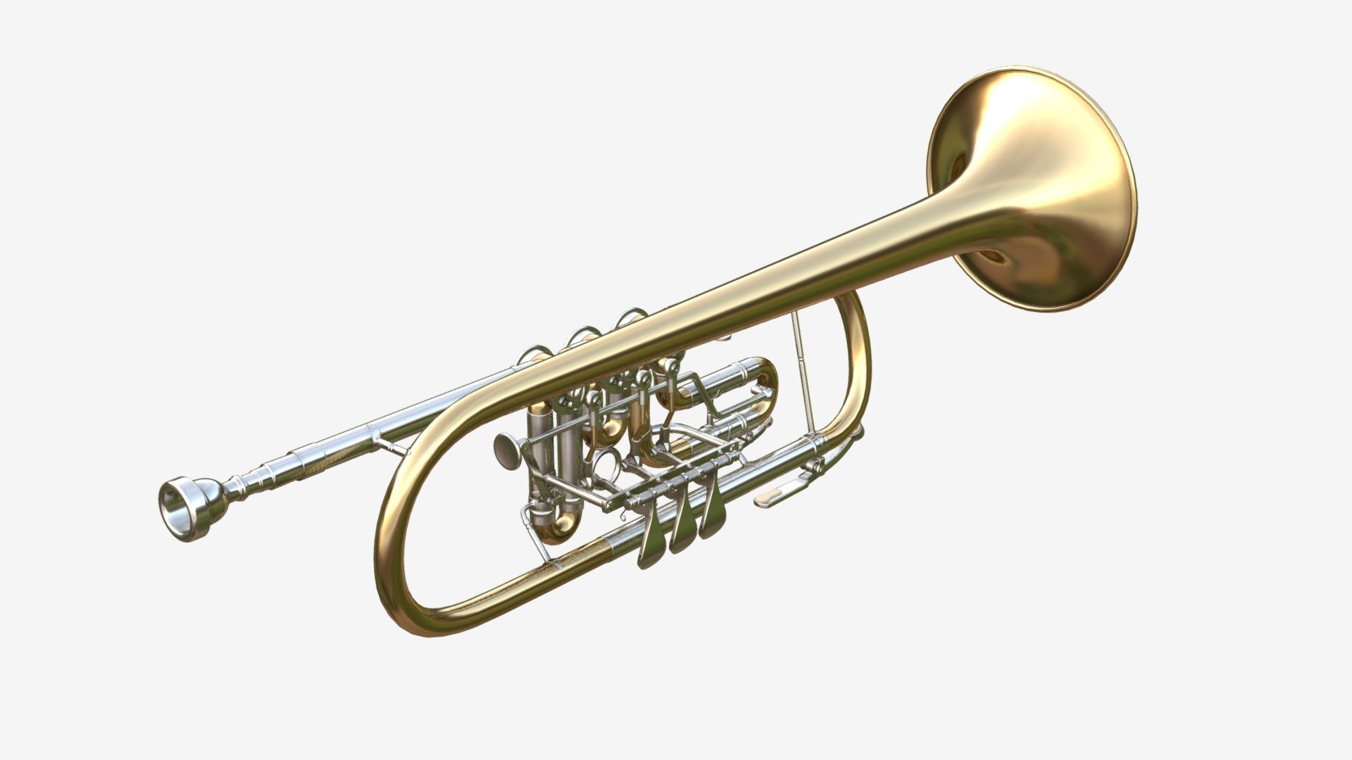 Rotary valve trumpet - Buy Royalty Free 3D model by HQ3DMOD (@AivisAstics) 3d model