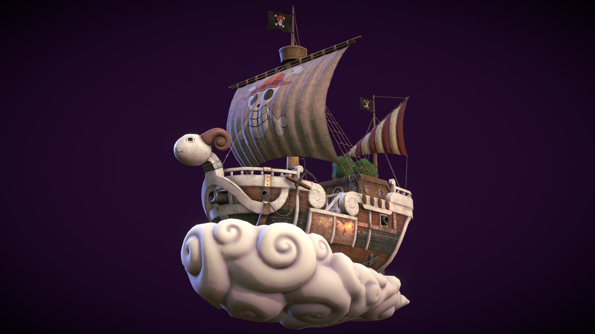 My fanart of Going Merry, a small ship with beautiful and sad story. Here I tried to create a low-poly model with saving maximum details.

Used software: Blender, Marmoset Toolbag, Substance 3D Painter 3d model