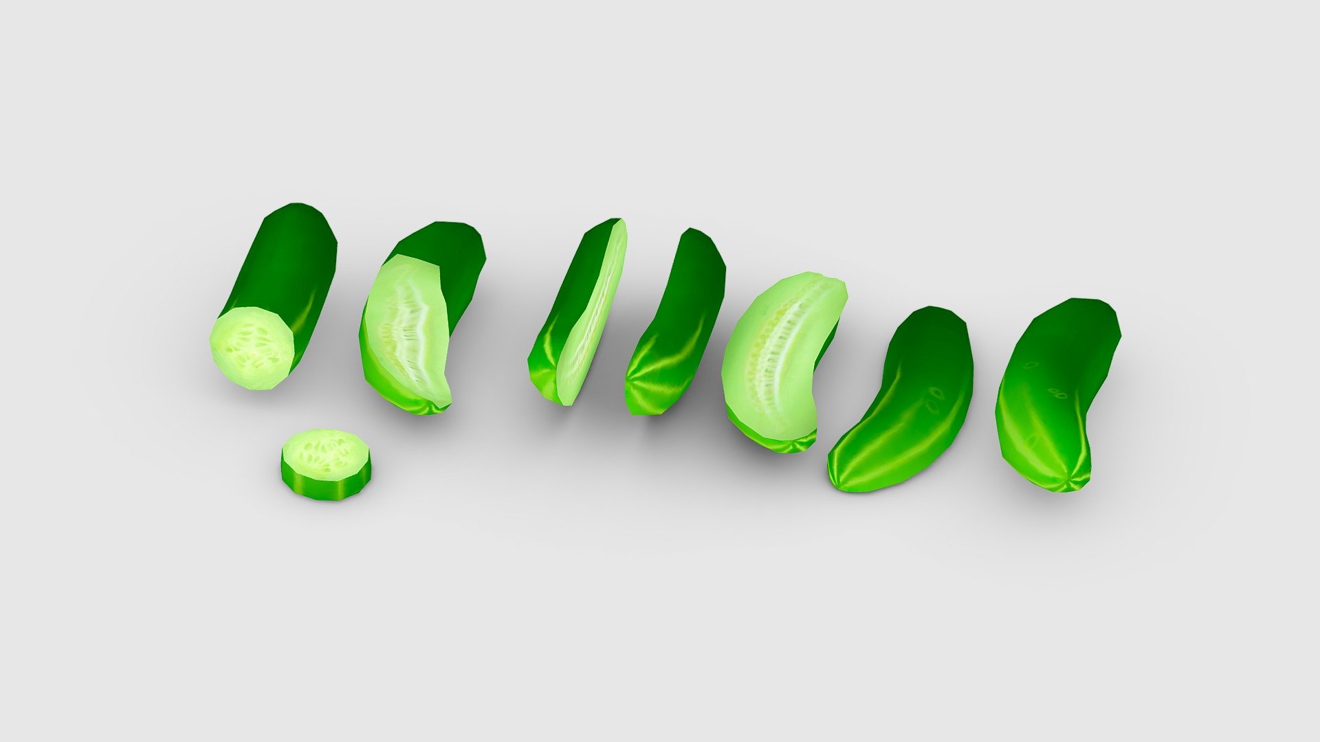 Cartoon Cucumbers - Cucumber Slices - Cartoon Cucumbers - Cucumber Slices - Buy Royalty Free 3D model by ler_cartoon (@lerrrrr) 3d model