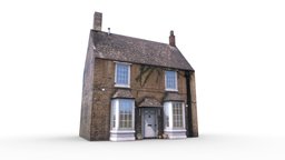 Old English Village House london, brick, photorealistic, old, facade, english, game-ready, suburban, 3d, lowpoly, stone, gameasset, house, city, building, textured, village