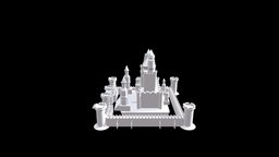 Castle and Wall castle, medieval, modeling-maya, architecture, building, basic
