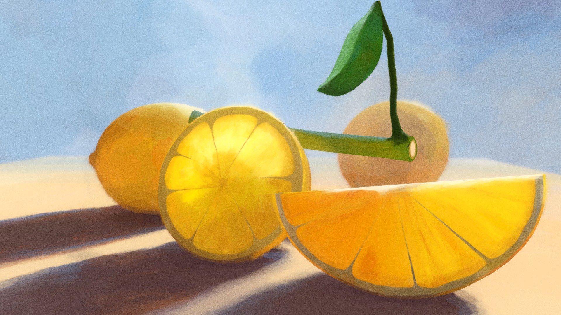 My first try at handpainting.

As a reference I took Madeleine Bellwoars work(you can find it on her ArtStation) - Handpainted lemons - 3D model by Svirful 3d model