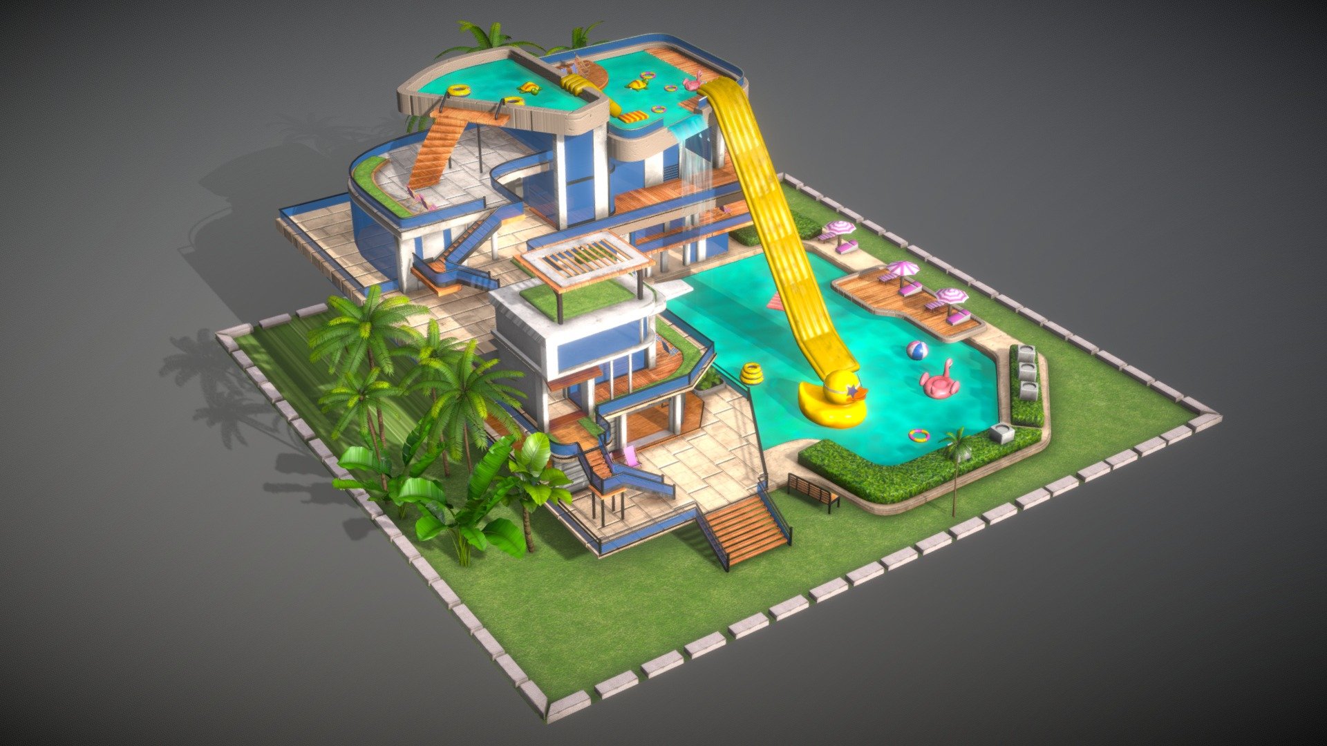 swimming pool - swimming pool - Download Free 3D model by xiaofeihui 3d model