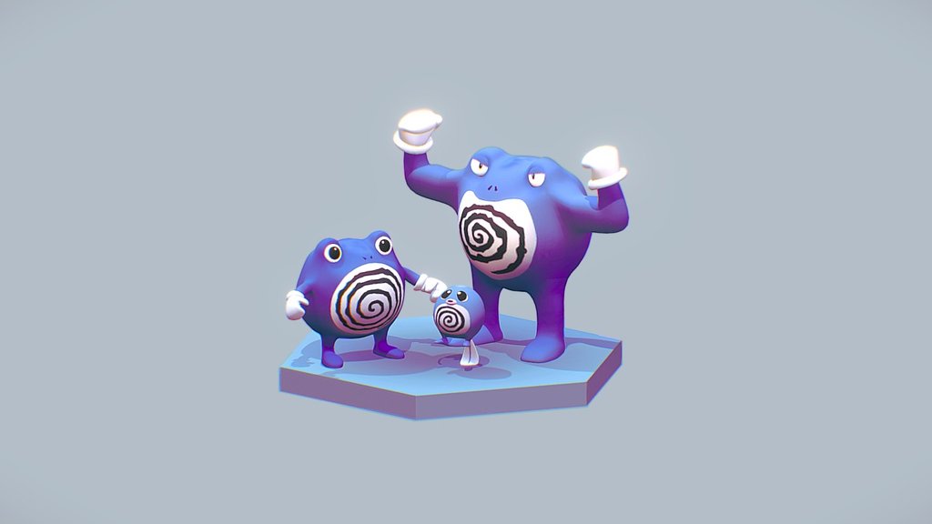Poliwag, Poliwhirl and Poliwrath from Pokémon series

60 - Poliwag
61 - Poliwhirl
62 - Poliwrath
Type: Water/Fighting (Poliwrath) - Poliwag Family - 3D model by Tom Barboza (@tombarboza) 3d model