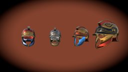 Thracian Helmets armor, greek, ancient, mod, texturepaint, antiquity, helmets, 3d-model, cultural-heritage, hellenic, thracian, total_war, gameasset