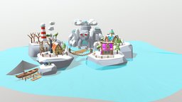 Skull Island snow, island, assest, substance-designer, game-model, stylized-environment, gamerady, substancepainter, maya, gameart, stylized, environment