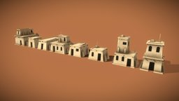Desert Houses Pack assets, videogame, desert, pack, adobe, yellow, asset, lowpoly