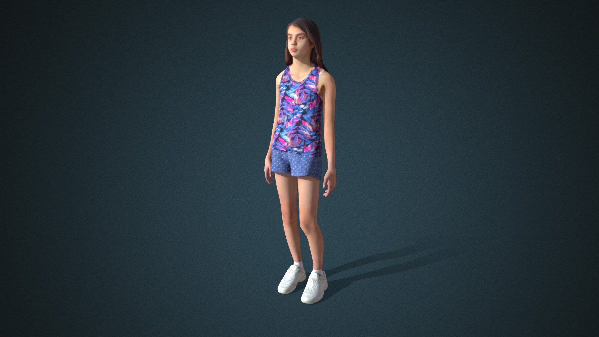 Do you like this model?  Free Download more models, motions and auto rigging tool AccuRIG (Value: $150+) on ActorCore
 

This model includes 2 mocap animations: Modern_F_Look around,Modern_F_Walk. Get more free motions

Design for high-performance crowd animation.

Buy full pack and Save 20%+: Teens Vol.2


SPECIFICATIONS

✔ Geometry : 7K~10K Quads, one mesh

✔ Material : One material with changeable colors.

✔ Texture Resolution : 4K

✔ Shader : PBR, Diffuse, Normal, Roughness, Metallic, Opacity

✔ Rigged : Facial and Body (shoulders, fingers, toes, eyeballs, jaw)

✔ Blendshape : 122 for facial expressions and lipsync

✔ Compatible with iClone AccuLips, Facial ExPlus, and traditional lip-sync.


About Reallusion ActorCore

ActorCore offers the highest quality 3D asset libraries for mocap motions and animated 3D humans for crowd rendering 3d model