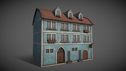 German House style 9 snow restaurant, residential, german, snow, christmas, apartment, germany, holiday, old, deutschland, deutsch, snowed, architecture, low-poly, cartoon, asset, lowpoly, house, home, stylized, building, street, village