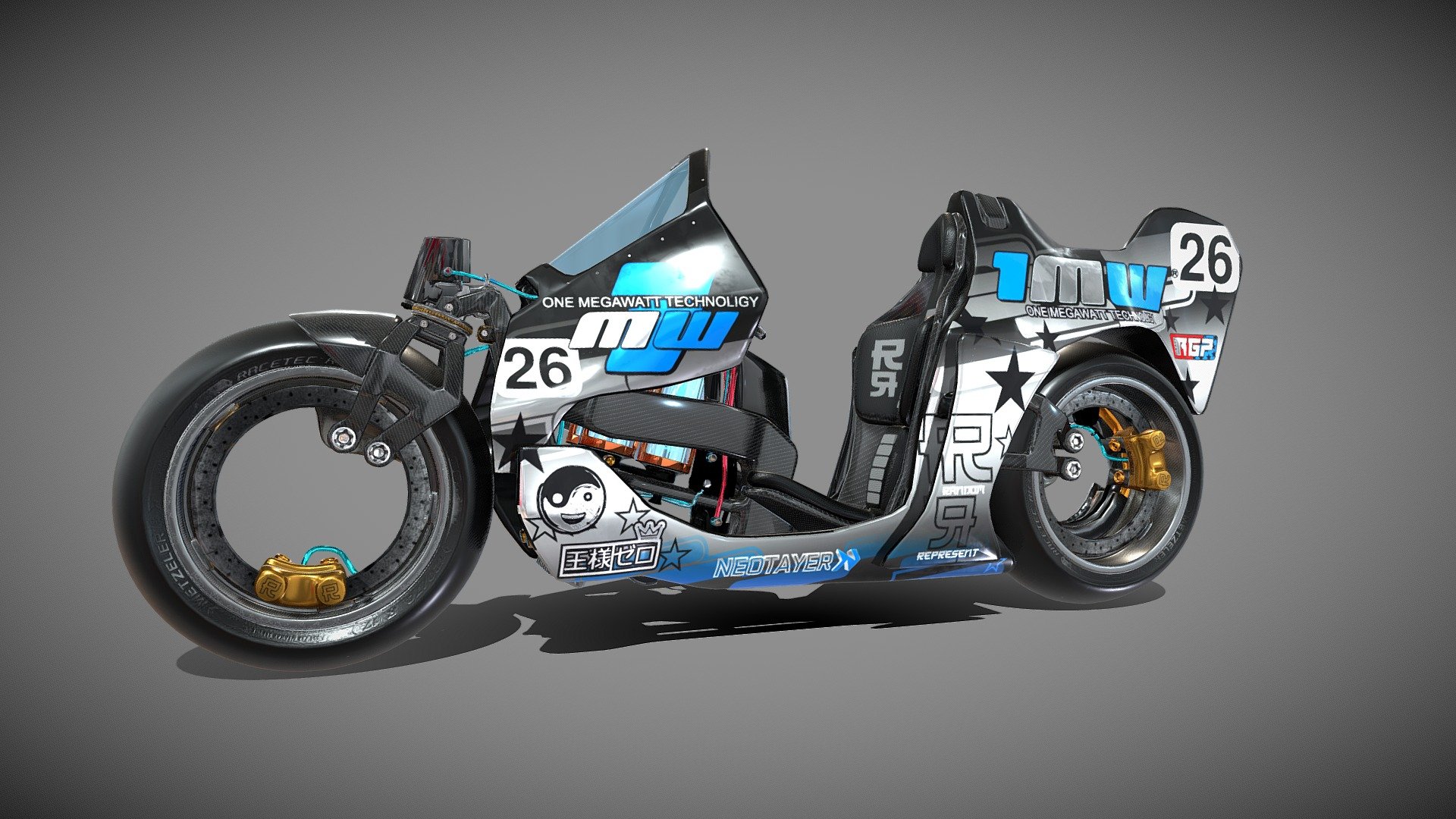 Modelado en Blender - Bike Moto E RandomRepresent - 3D model by RandomRepresent 3d model