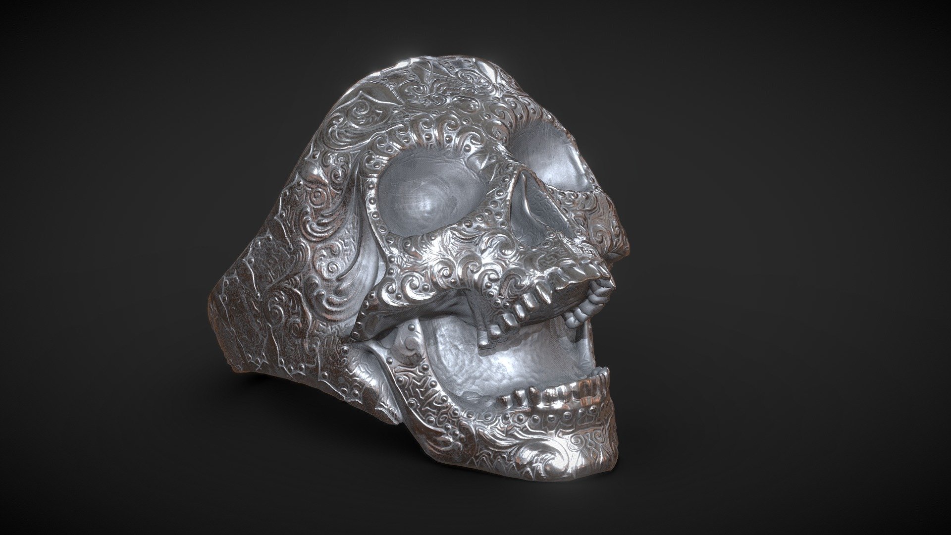 Anillo Calavera creado en ZBrush para fundicion - Sugar Skull Ring - Anillo Calavera - 3D model by merran 3d model