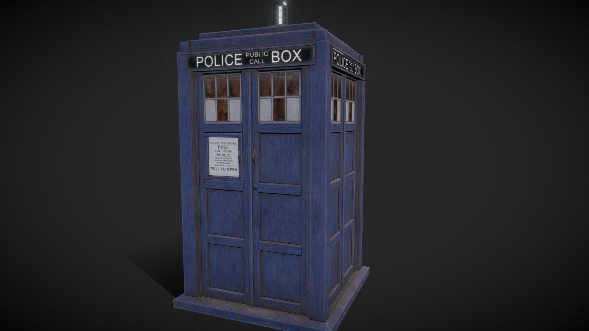 This 3D model is based upon the Tardis in Doctor Who. I am writing this discription for no reason. its just for the &lsquo;discoerability' of the model 3d model