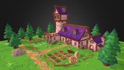 Medieval Farm House tower, medieval, farm, pixel-art, low-poly, house, pixelart, training-dummy