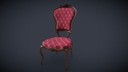 Chair_Victorian victorian, red, wooden, tissue, chair