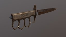 Knuckle Duster Trench Knife trench, prop, battlefield, deadly, 1918, duster, 3d-max, props-assets, lowpolymodel, trenchknife, military-knife, weapon, knife, pbr, lowpoly, model, skull, military, gameasset, war, blade