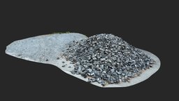 Pile of gravel and crushed stones urban, 3dscanned, gravel, stones, construction-site, building-site, photoscan, photogrammetry, asset, scan, 3dscan, gameasset, city, construction, crushedstone, pileofgravel
