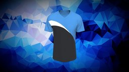 Sporty V-neck t-shirt Blue top, tee, v, df, drop, t-shirt, shoulders, design, digital, v-neck, appareldesign, digitalfashionwear, digitalapparel, 3dappareldesign