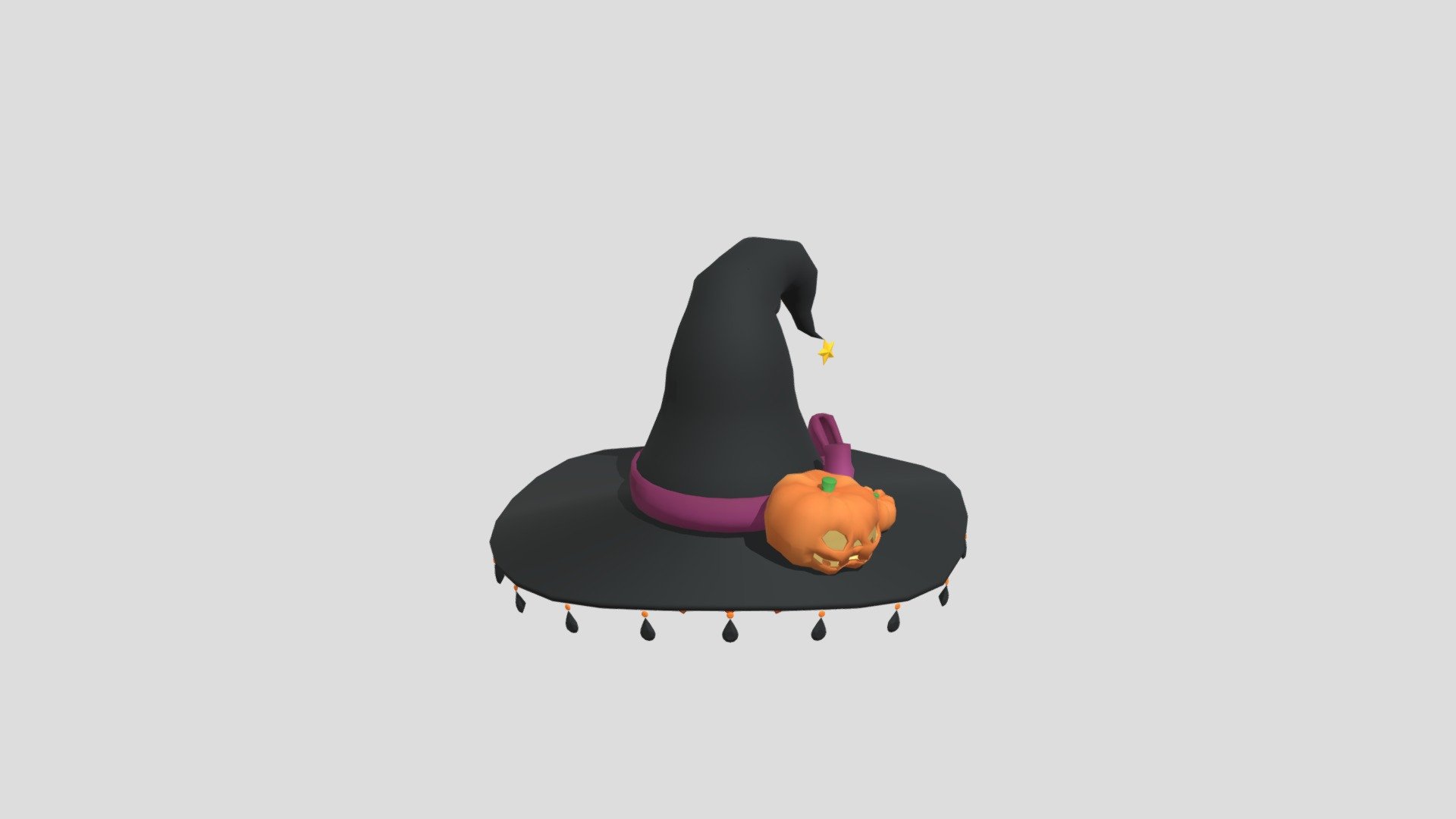 A Halloween witch hat.
Decorations such as pumpkins can be removed.
For Halloween props 3d model