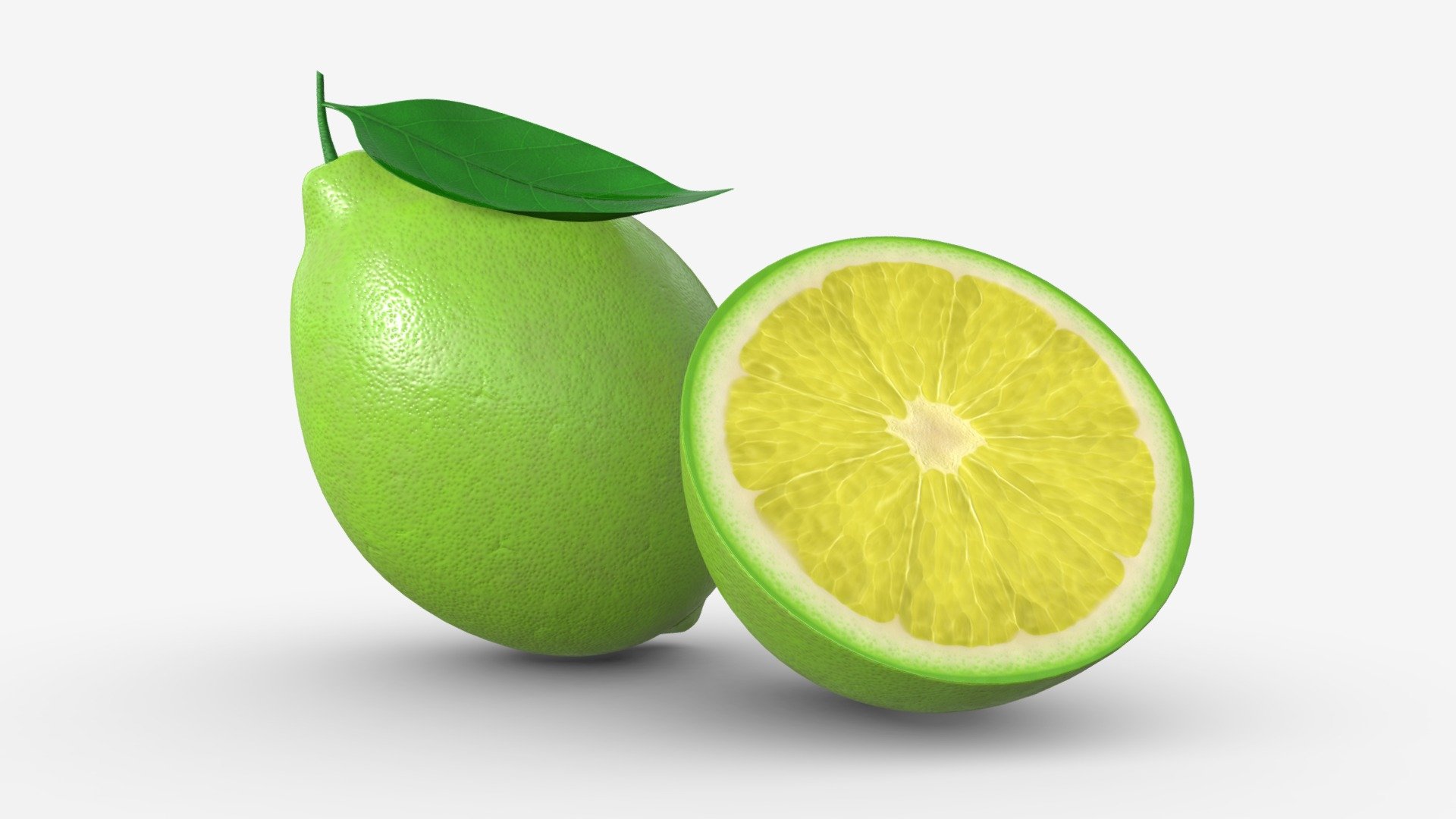 Fresh lemon with slice and leaf green - Buy Royalty Free 3D model by HQ3DMOD (@AivisAstics) 3d model