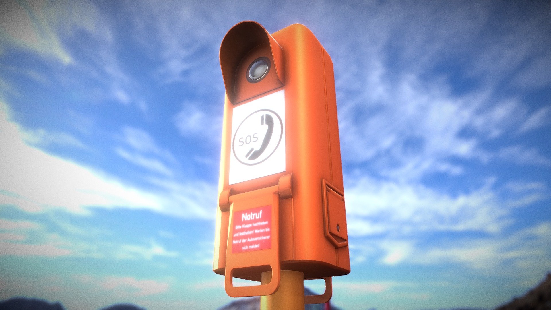 A highway emergency telephone.



Eine Autobahn Notrufsäule.







Modeled and textured in Blender 3d model