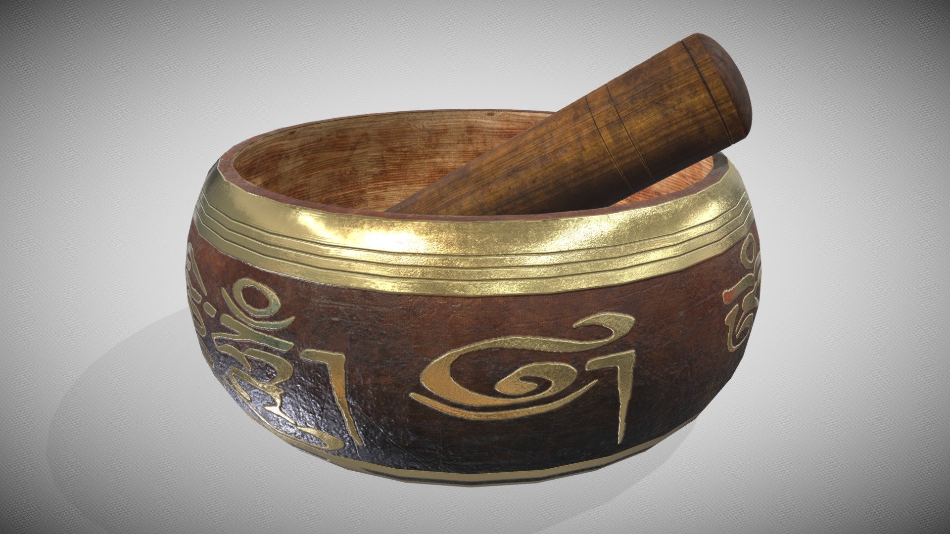 One Material PBR Metalness 4k (jpg) - Tibetan Bowl - Egra - Buy Royalty Free 3D model by Francesco Coldesina (@topfrank2013) 3d model
