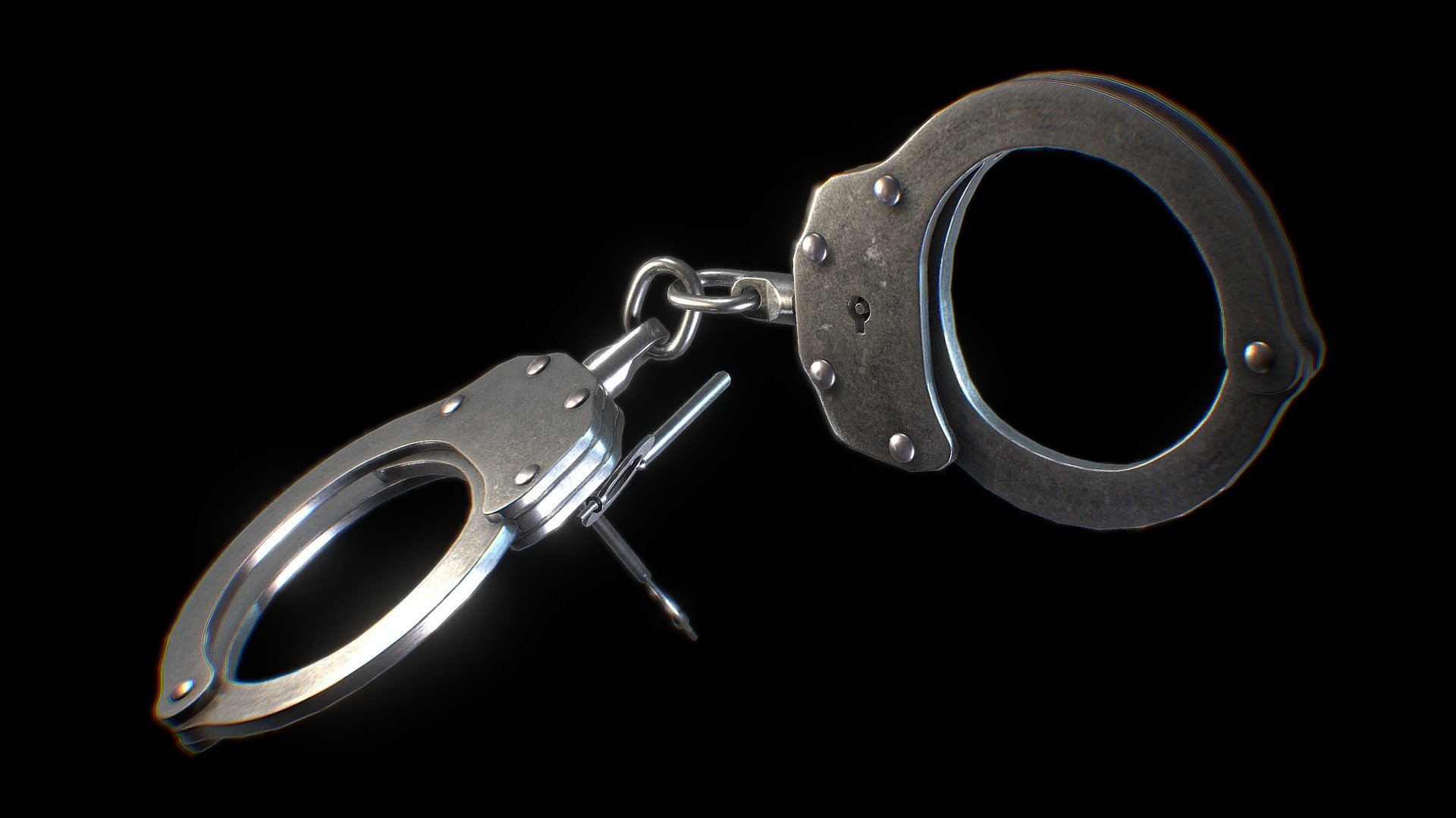 It is a 3d model of Handcuffs for using as tool for security purpose. It is can be used as a restraint devices by cops in games and many other render engines.

This model is created in 3ds Max and textured in Substance Painter.

This model is made in real proportions.

High quality of textures are available to download.

Metal-ness workflow- Base Color, Normal, Ambient Occlusion, Metallic and Roughness Textures 3d model