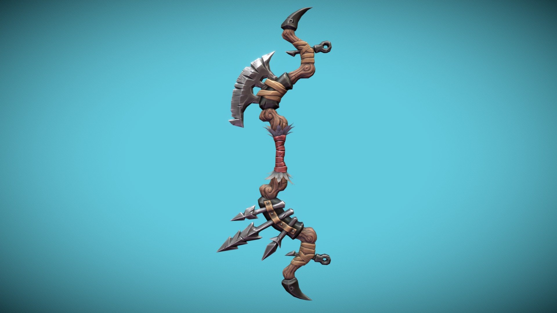 World of Warcraft: Warlords of Draenor weapon
The Original Concept art is from (Christopher Hayes) https://www.artstation.com/craze

The model is created in blender and textures using substance painter. 
https://www.artstation.com/jeromeangeles

Handpainted style 2K textures 3d model