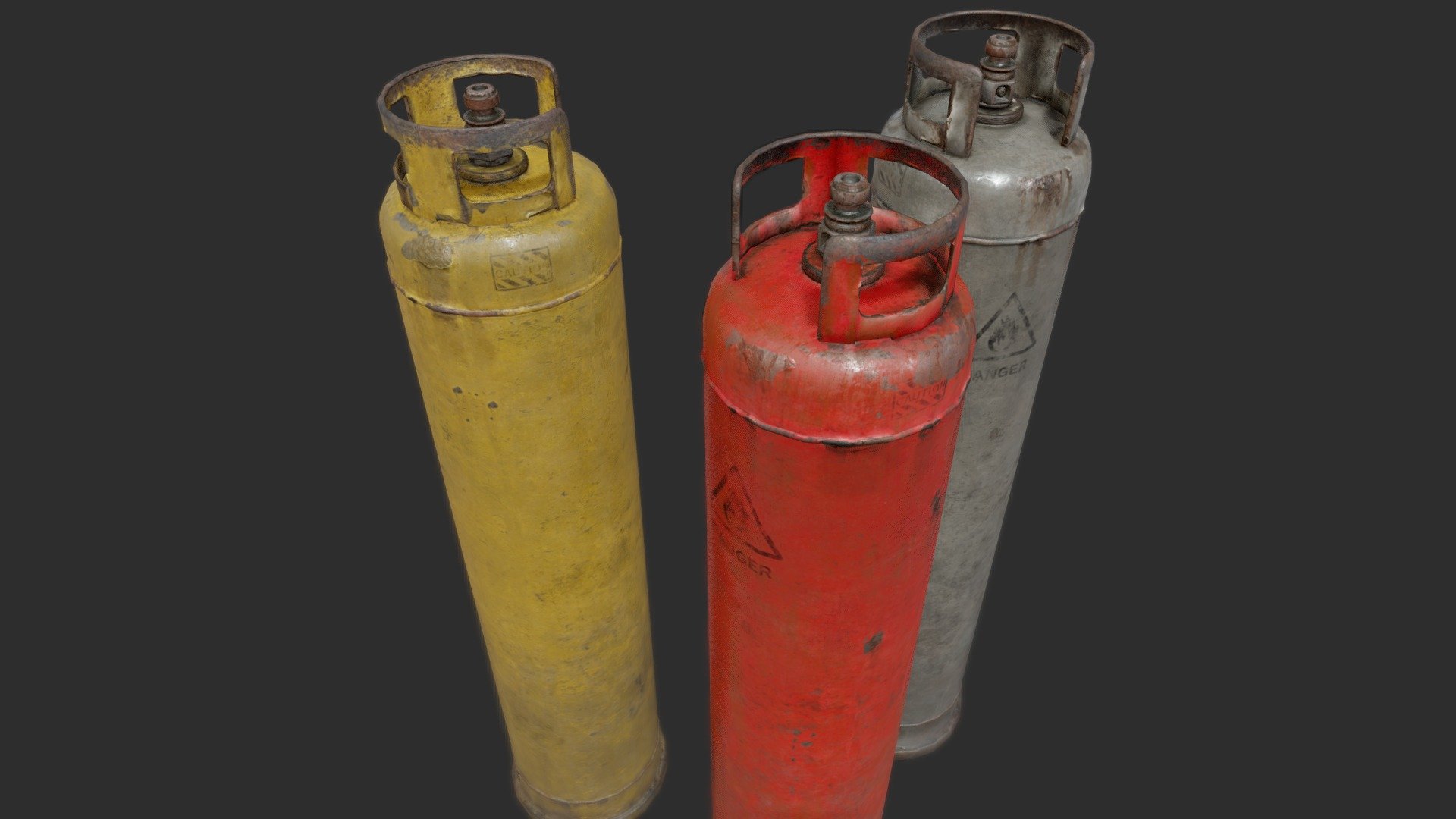 Propane Gas Cylinder 2 PBR

Very Detailed Low Poly Propane Gas Cylinder with High-Quality PBR Texturing and 3 color variations

Fits perfect for any PBR game as Decoration or a Tool, or Explosive. 

The Mesh is unwrapped, and UV Mapped PBR Painted 

Standard Textures
Base Color, Metallic, Roughness, Height, AO, Normal, Maps

Unreal 4 Textures
Base Color, Normal, OcclusionRoughnessMetallic

Unity 5/2017 Textures
Albedo, SpecularSmoothness, Normal, and AO Maps

4096x4096 TGA Textures

Please Note, this PBR Textures Only. 

Low Poly Triangles 

5442 Tris
2764 Verts

File Formats :

.Max2018
.Max2017
.Max2016
.Max2015
.FBX
.OBJ
.3DS
.DAE - Propane Gas Cylinders 2 PBR - Buy Royalty Free 3D model by GamePoly (@triix3d) 3d model