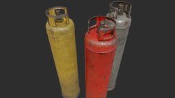 Propane Gas Cylinders 2 PBR gas, cylinder, unreal, rusty, tanks, decor, old, canister, cylinders, cannister, unity, low-poly, pbr, lowpoly, gameasset, decoration, gameready, environment