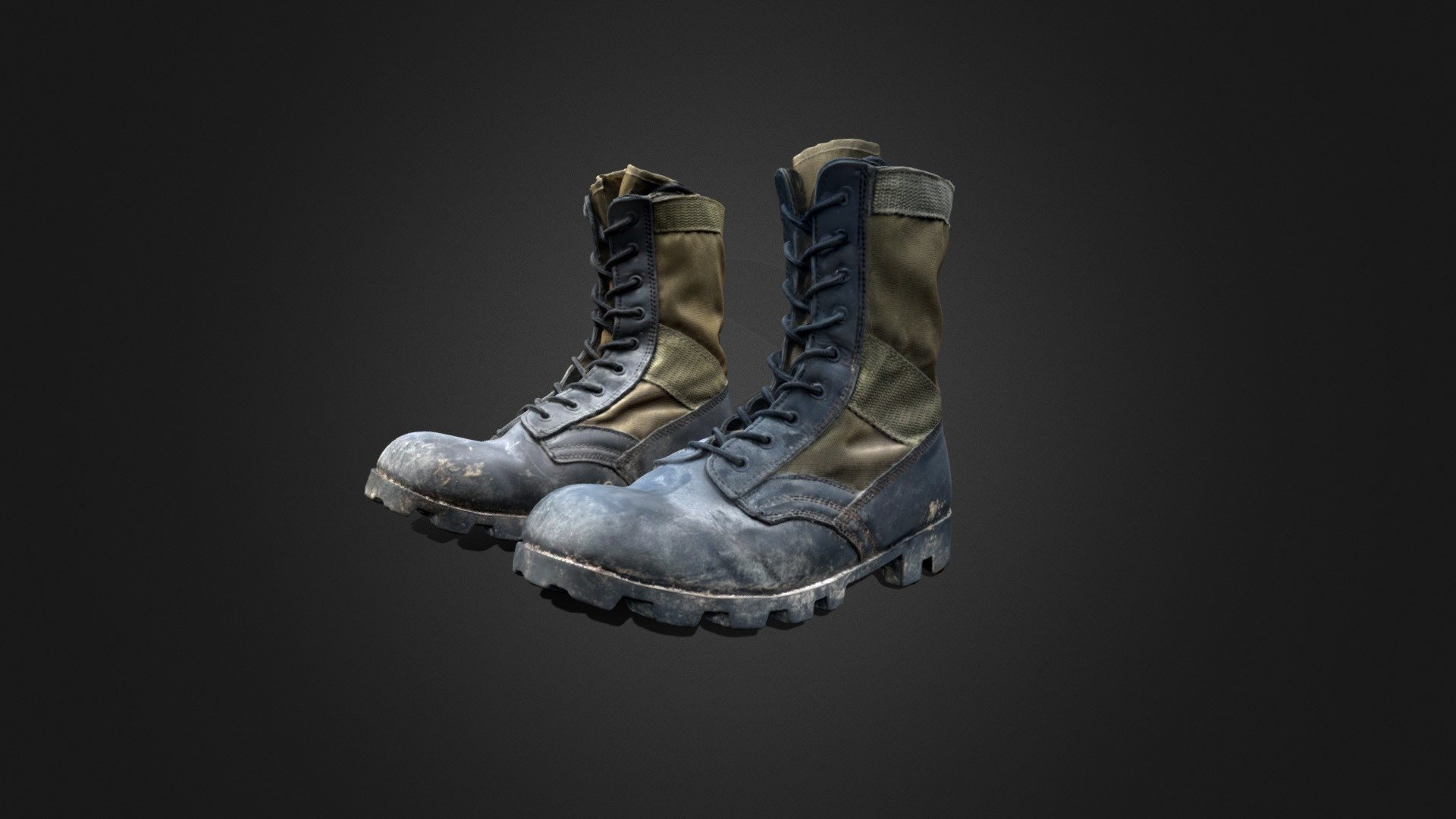 A 3d Scanned pair of vietnam army jungle boots, used by the american army and marines, when they served in the vietnam war 3d model