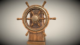Ship steering wheel Ship Wheel Low-poly 3D model wheel, battleship, ocean, steering, captain, part, nautical, eldorado, watercraft, speedboat, steer, substancepainter, substance, vehicle, ship, sea