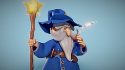 Wizard sculpt, wizard, rpg, textures, unreal, staff, npc, 4k, stars, wand, mage, star, sorcerer, rpg-character, substance, painter, character, unity, low-poly, blender, blender3d, low, poly, zbrush, stylized, blue, magic