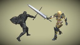 Animated Knight vs. Broad Sword Fight fight, broad, animation, sword, animated, knight, loopinganimation