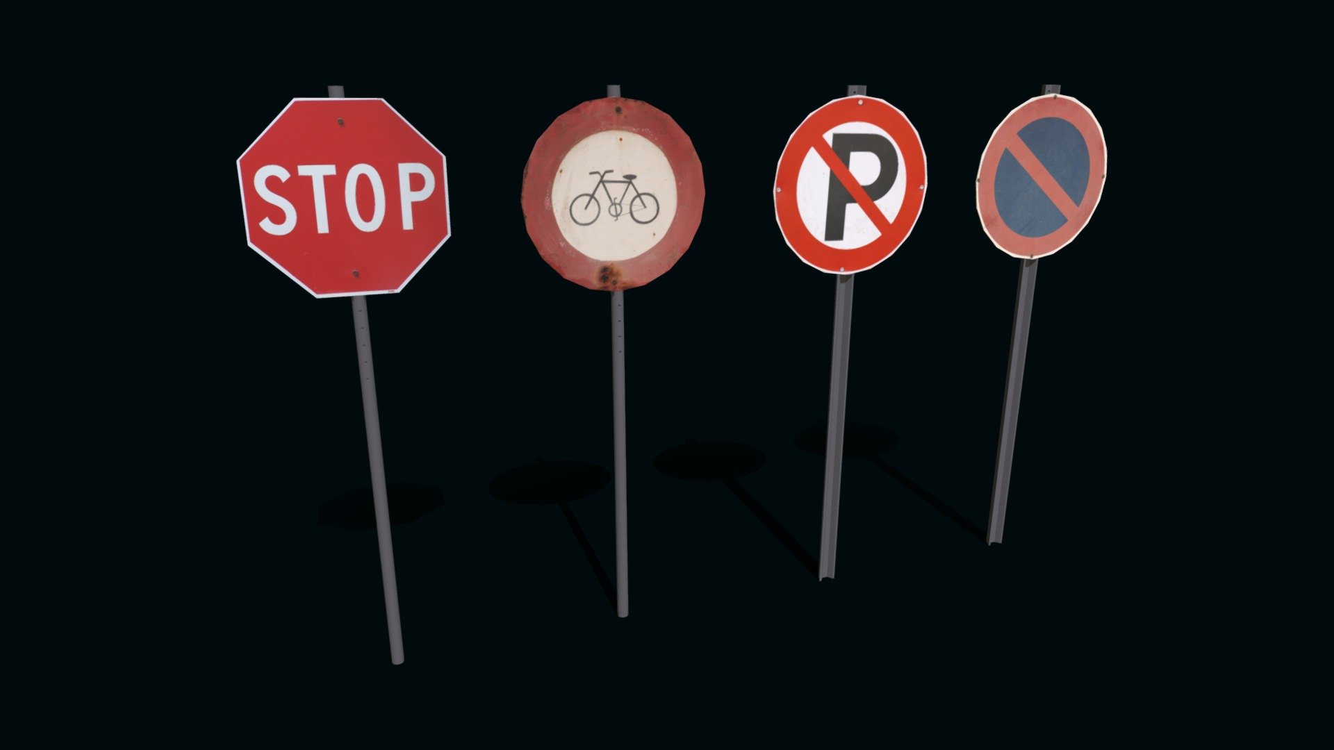 Few road signs, uv mapped and ready to use. Textures can be changed as wished 3d model