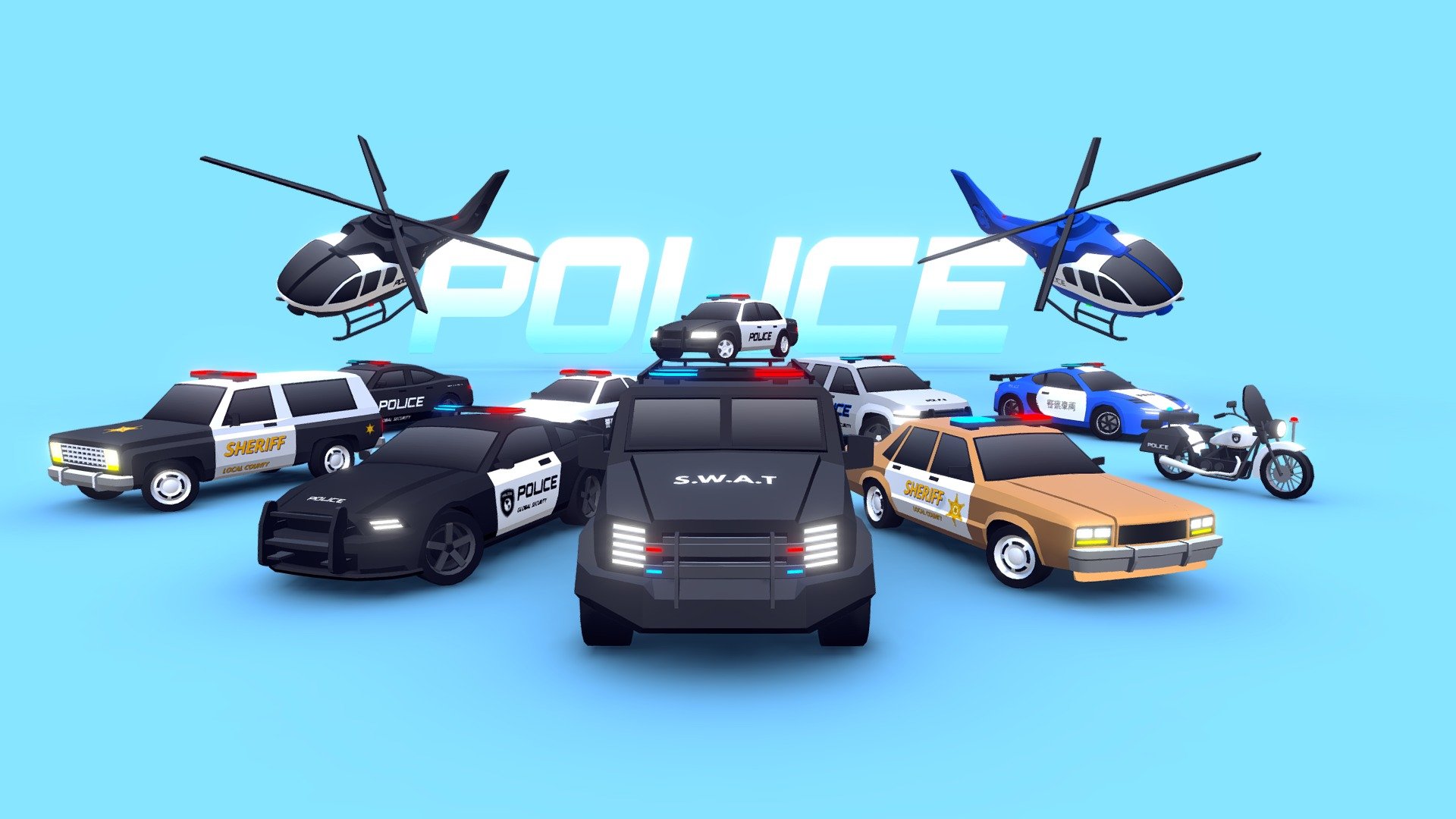 NOTE: This pack is included in ARCADE: Ultimate Vehicles Pack.





⭐ This pack contains a collection of police vehicles. There will be no escape for criminals!

Detailed information:


It contains 11 POLICE VEHICLES (6 cars, 3 trucks, 1 helicopter, 1 motorcycle).
5 colors for each vehicle (55 vehicle variations).
Prefabs with/without colliders included.
Vehicles use 3 materials.
Texture atlas (512px * 512px).
Perfect for third-person racing games and top-down games.
It works with any car controller.
UNITY 3D and FBX Files included



 - ARCADE: Police Vehicles Pack - Buy Royalty Free 3D model by Mena (@MenaStudios) 3d model