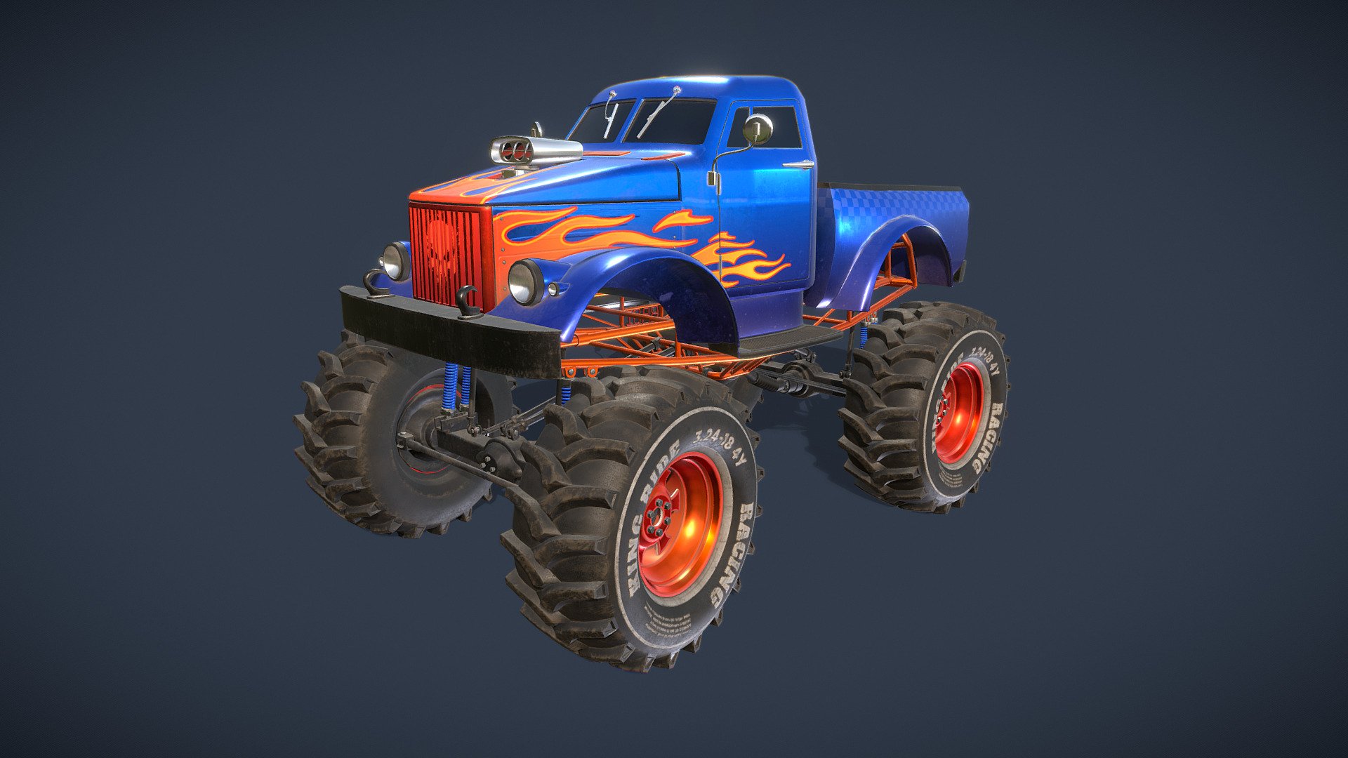 Another personal project Cartoon Monster Truck Model Inspired by Mechanick Illustration which I found on Google. The model was created in Maya, textured in Substance 3D Painter.

I hope you like it 3d model