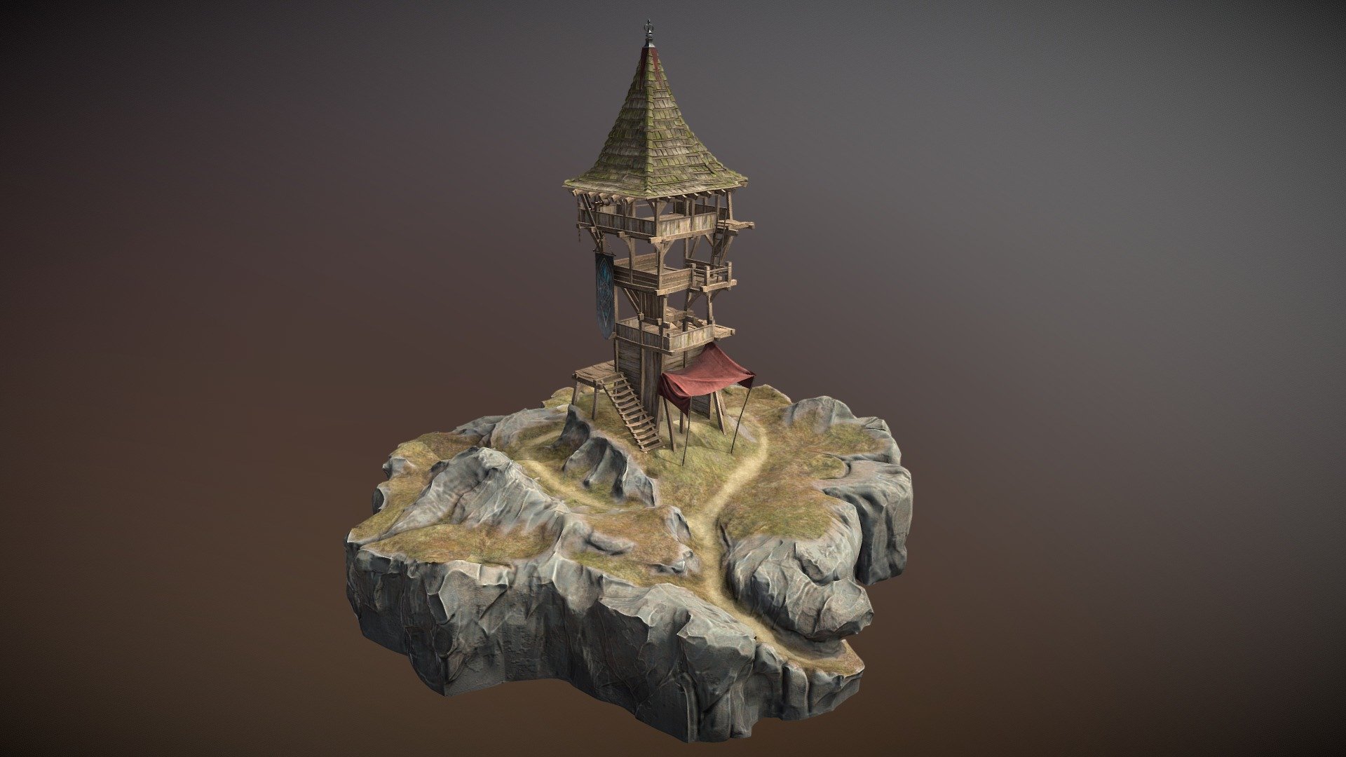 My website: https://conradjustin.com/portfolio/
Fantasy like wooden guard tower (watchtower) designed as commission. Modelled and sculpted inside Blender 2.8, hand painted textures. Extra files include source file with collision! - Outpost - Buy Royalty Free 3D model by Conrad Justin (@ConradJustin) 3d model