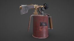Blowtorch Low-poly gasoline, heat, tools, welding, soldering, fire, cutting, blowtorch, industrial