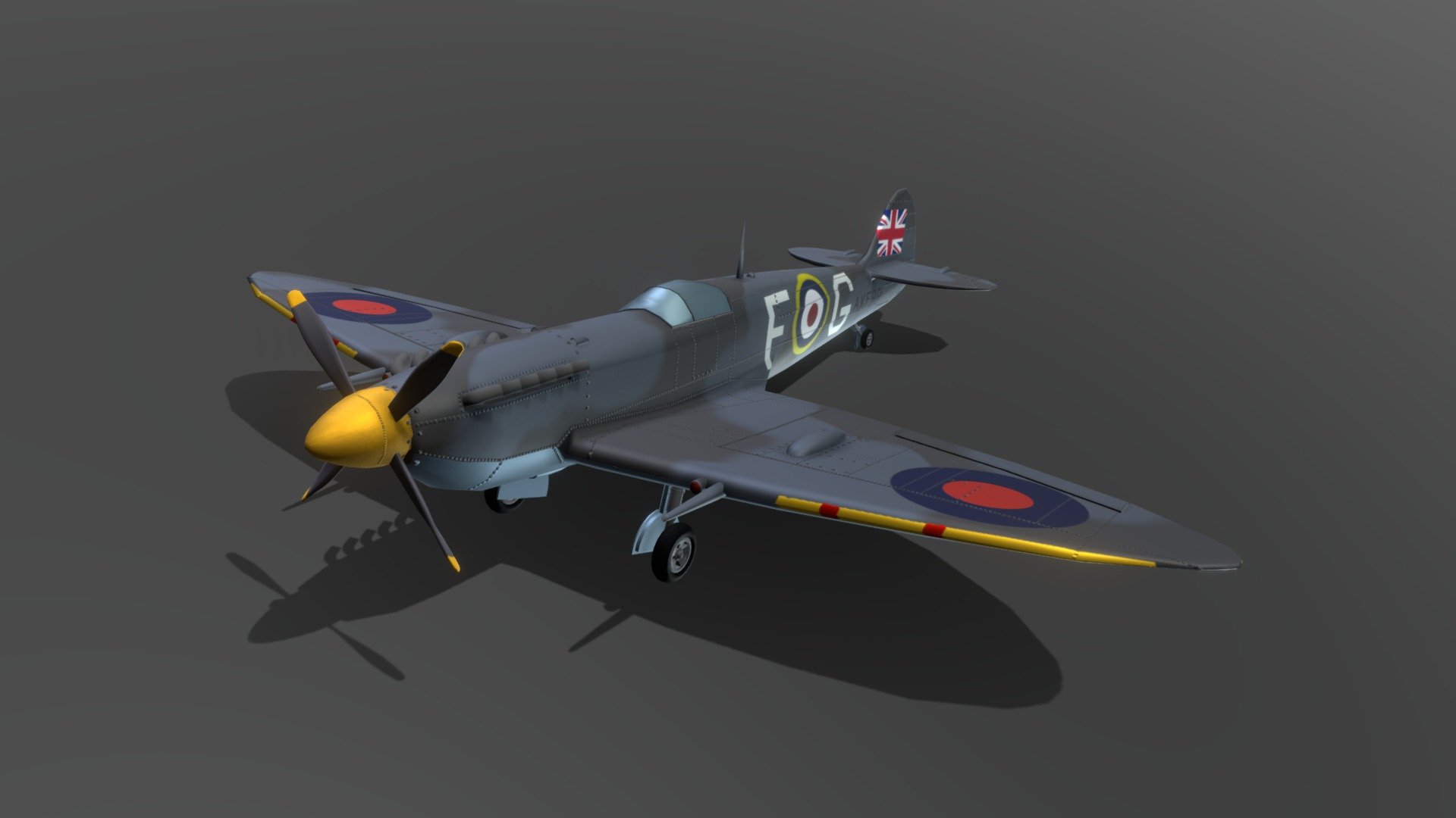 Simple British WW2 spitfire with own initials 3d model