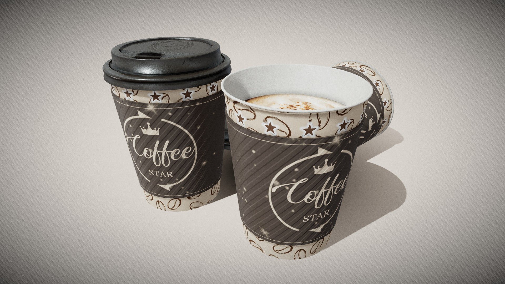 I present to you my line of coffee, carefully - hot and tasty! :) - Coffe Cup Star - Buy Royalty Free 3D model by Ruslan Malovsky (@malovsky) 3d model