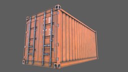 Cargo Container Orange PBR exterior, urban, unreal, decor, props, cargo, props-game, gameread, unity, game, pbr, lowpoly, gameasset, decoration, container, industrial, practice