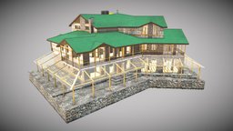 Building cottage, villa, residence, unwrap, pbr, building, construction