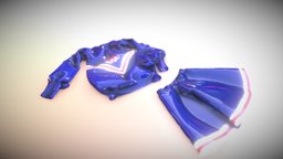 Cheerleader Suit on the Floor suit, textile, floor, clothes, competition, support, skirt, sweater, victory, game-ready, cheerleader, wool, member, low-poly, blue, clothing