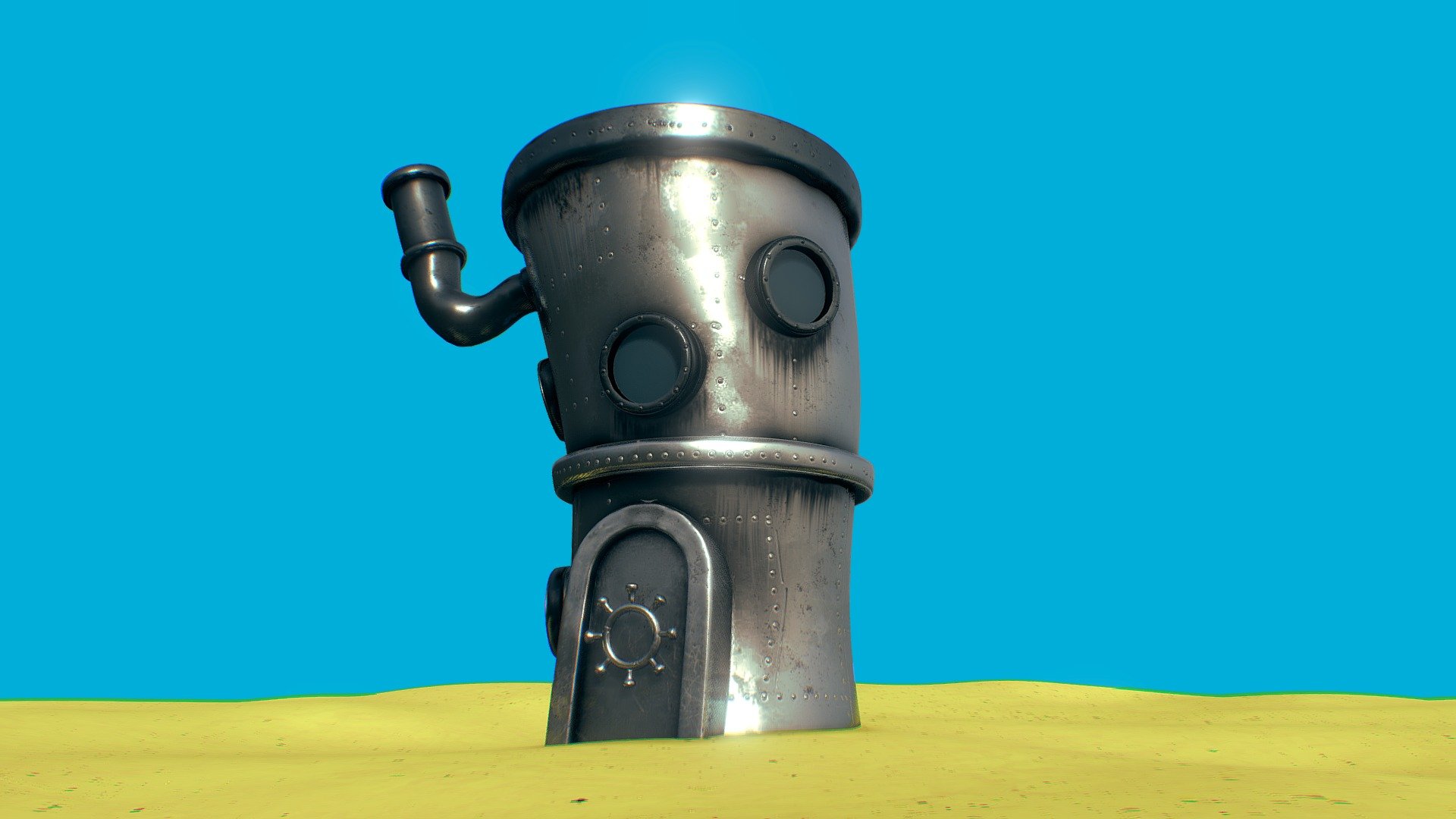 Quick and fun experiment, modelling and texturing some of the random buildings you can find in Bikini Bottom 3d model