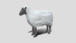 Low Poly Cartoon Sheep cute, animals, mammal, stylish, domestic, farm, low-poly-blender, low-poly-sheep