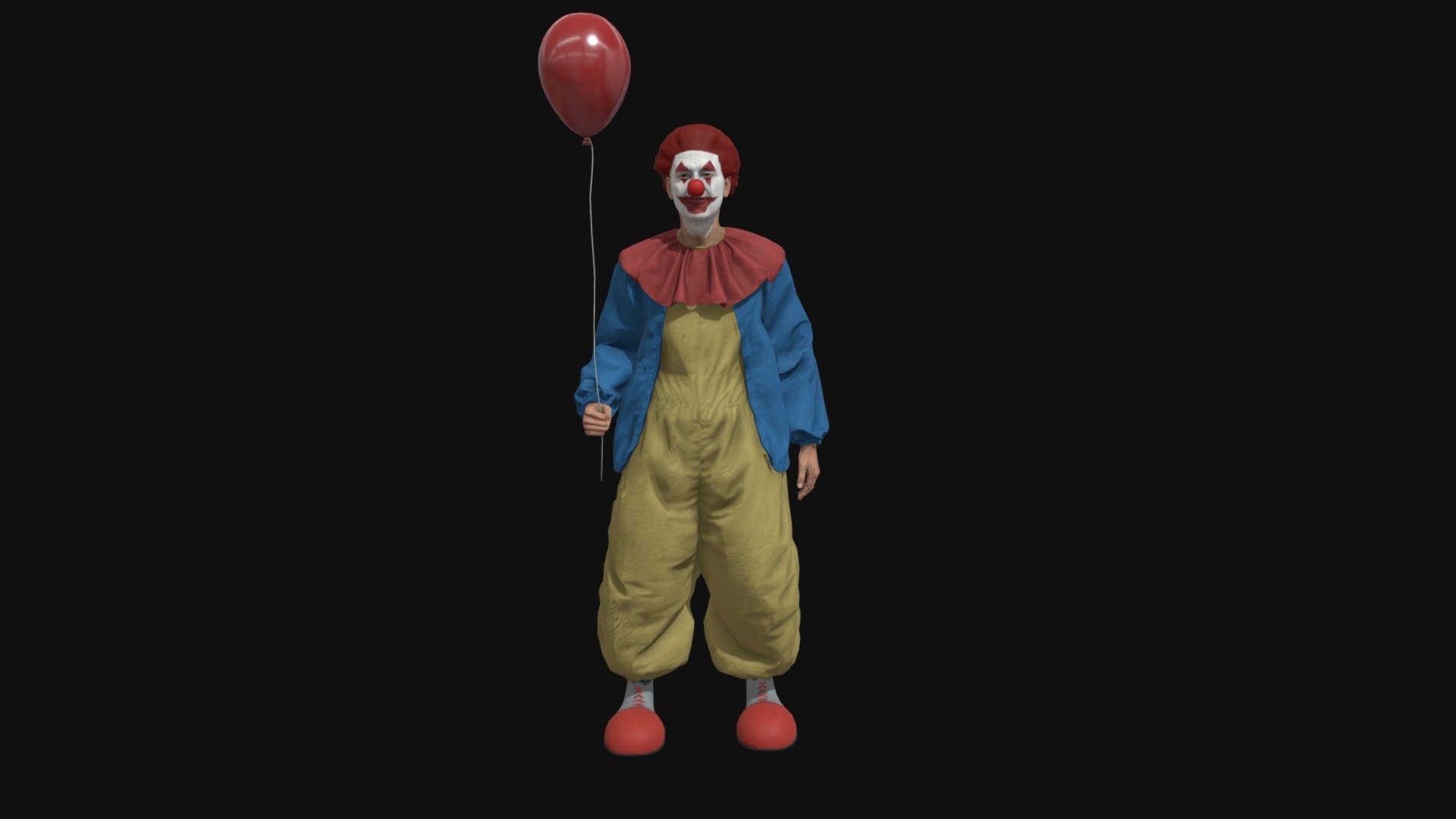 Clown:

-

3d Game Ready Clown Character.

-

High quality 3d Clown.

-
A pose with Rigg, with high definition textures 3d model