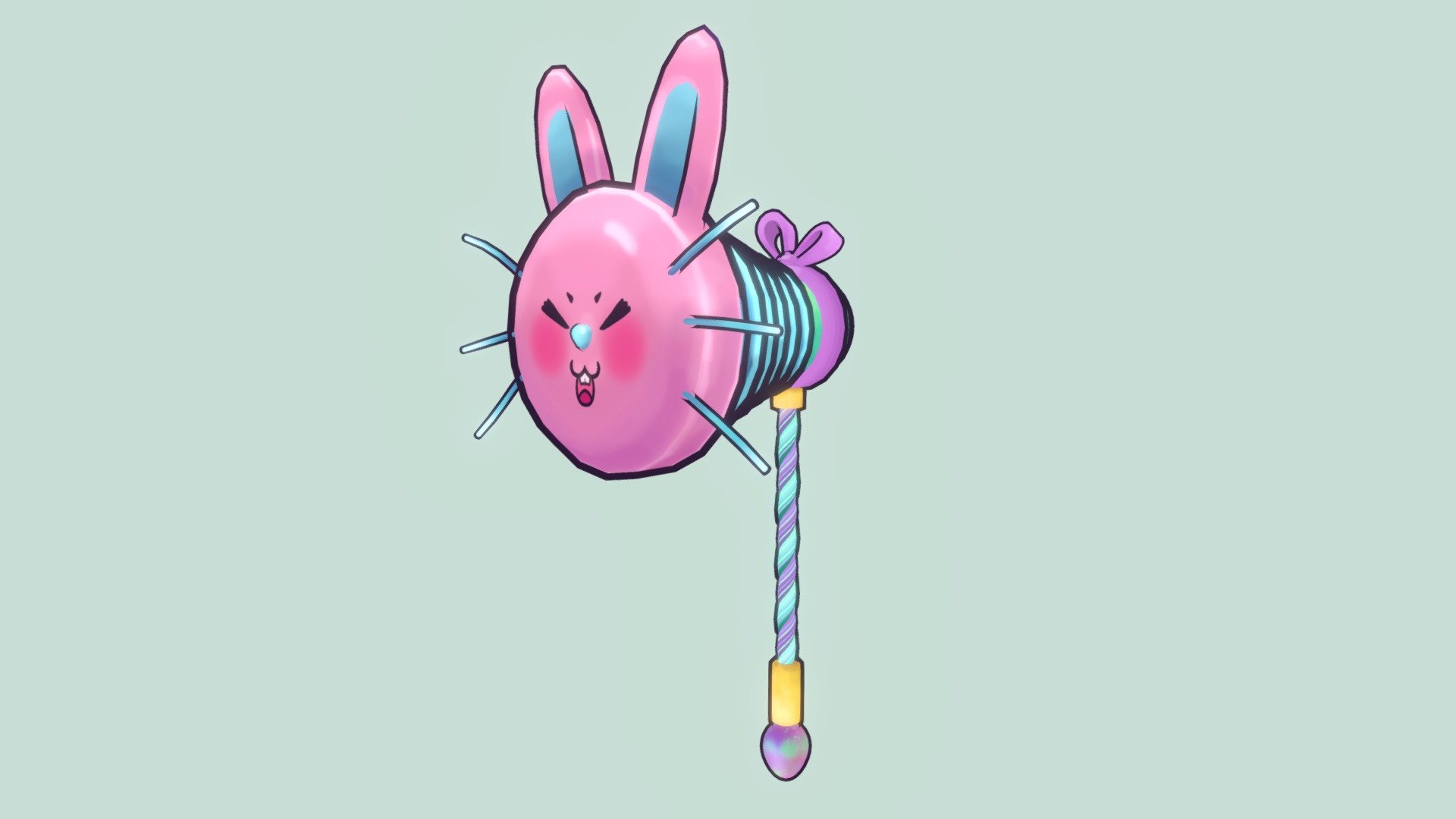 Hold onto your carrots folks, as The Super Bunny Bounce Mallet 🐰✨has arrived! Wack away any worry that puts a rain cloud on your sunny day, and enjoy it's full functional wonderful wackiness! Patent pending for the Sketchfab Non-Violent Weapon Challenge!!! #WeaponChallenge - Super Bunny Bounce Mallet 🐰✨ - 3D model by CourtneyFayM (@CourtneyFairytaleArt) 3d model