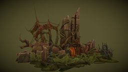 WitchHut handpainted, low-poly, lowpoly