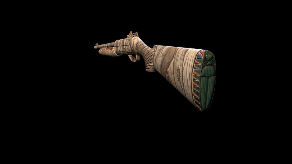 New CS: GO skin, simillar to P2K Royal Scarab it's ancient Egypt themed, featuring normal map to build the depth and heights of bandage material 3d model